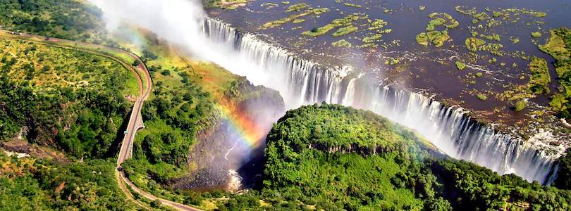 Aerial view over Victoria Falls.